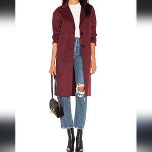 Lamarque Burgundy light weight Wool Dress Car Coat with 2 Button closure size xs